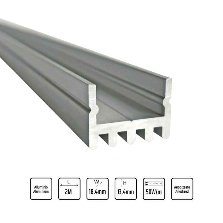Profilo LED montaggio superficiale ad alta dissipazione 2M
