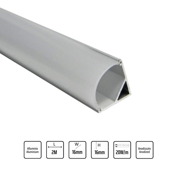 Profilo LED angolare ad alta diffusione 2M