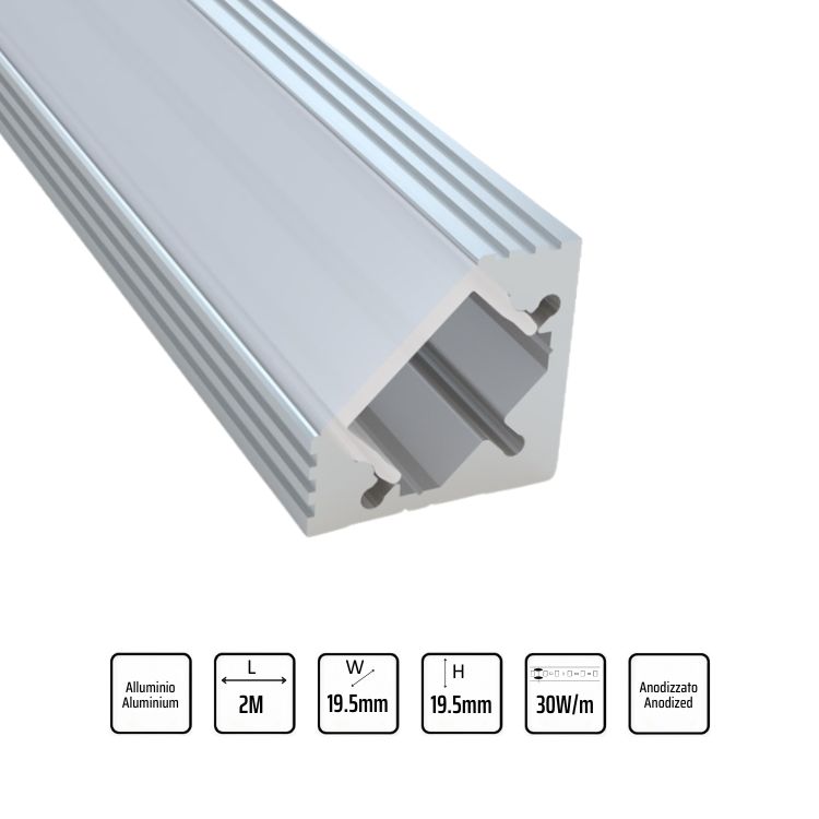Profilo LED angolare bianco 2M