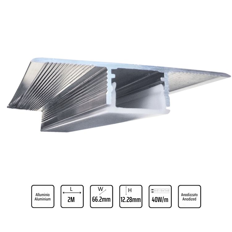 Profilo LED largo incasso a scomparsa 2M