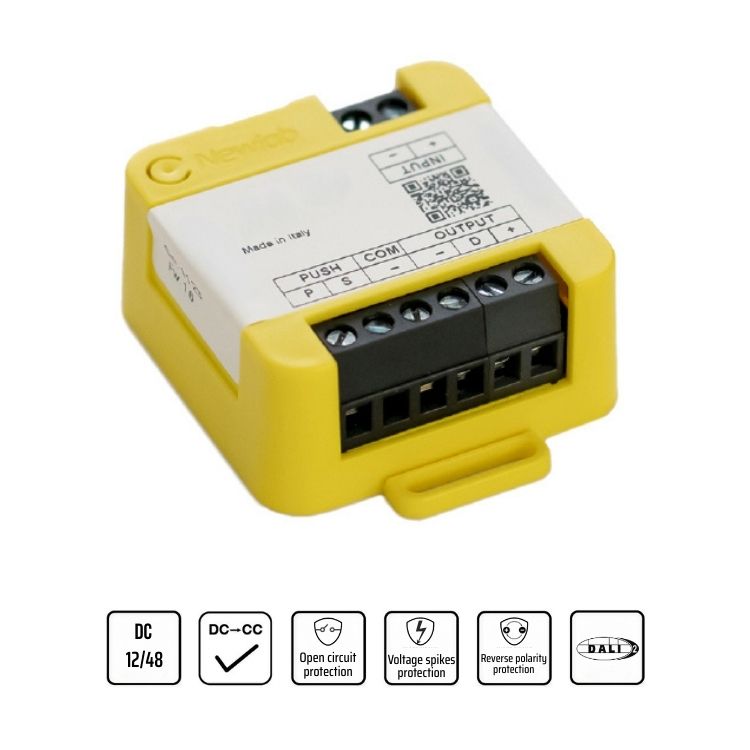 Dimmer monocanale CV con ingresso PUSH/POT/0-10/1-10/DALI2/PHASE-CUT